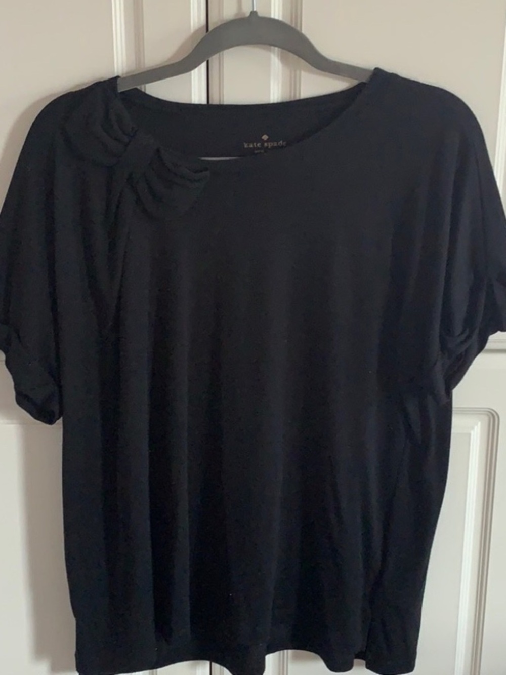 Kate Spade Size X-Large XL Black Bow summer shirt lot6526